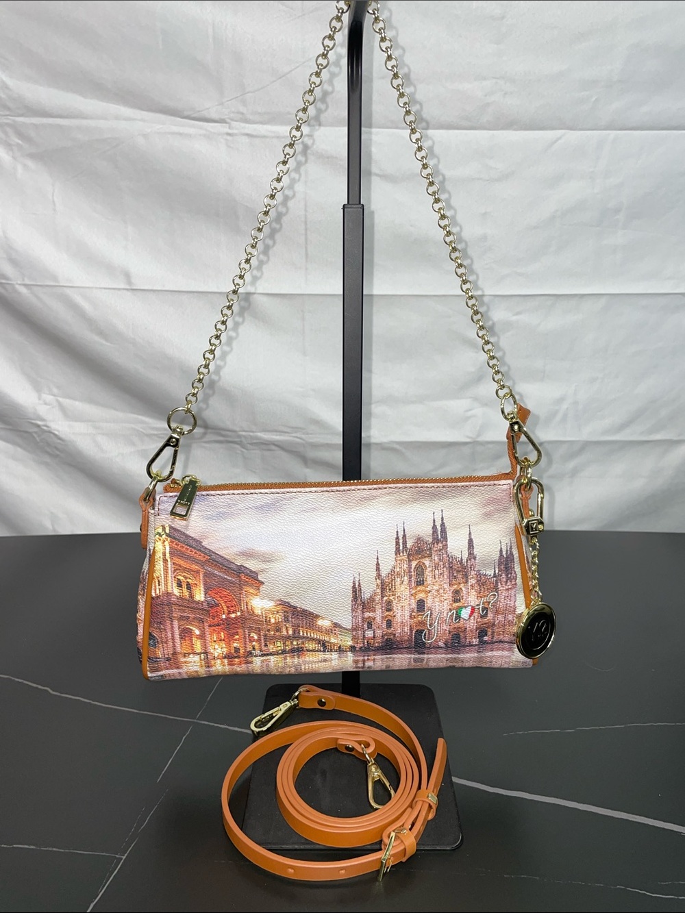 YNOT? MILAN THEMED POCHETTE HANDBAG WITH SWITCHABLE SHOULDER STRAP FTL-08-190